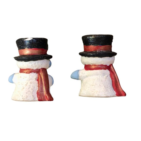 Two Snowman Candlestick Holders Some Wear - Picture 5 of 12